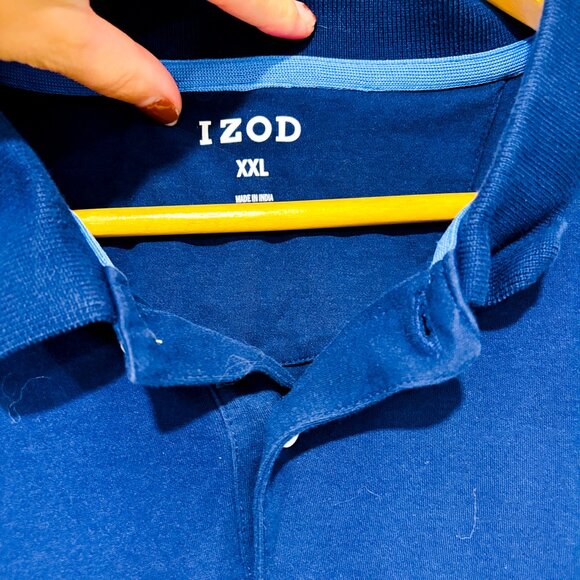 IZOD Classic Navy Cotton Polo Shirt | XXL * - Picture 6 of 7